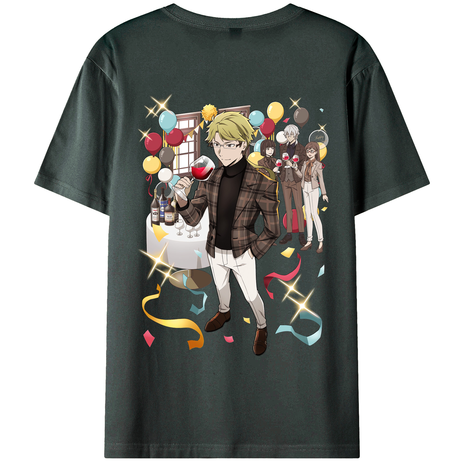 （画像用） 文豪ストレイドッグス Bungo Stray Dogs 綿100％ メンズ半袖Tシャツ（バックプリント） 通気性